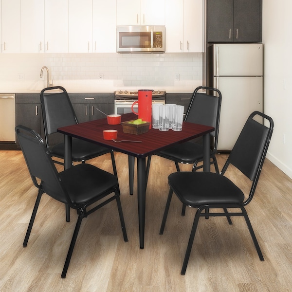 Regency Kahlo Square Table & Chair Sets, 42 W, 42 L, 29 H, Wood, Metal, Vinyl Top, Mahogany TPL4242MHBK29BK - main